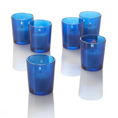 Colored Glass Votive Candle Holders in Blue