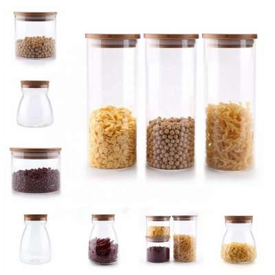 Wholesale Colored kitchen glass storage jar candy jar with lid