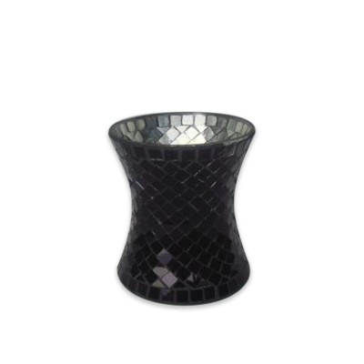 Waist scale design Piece Home decoration Black color Handmade Glass mosaic candle holder